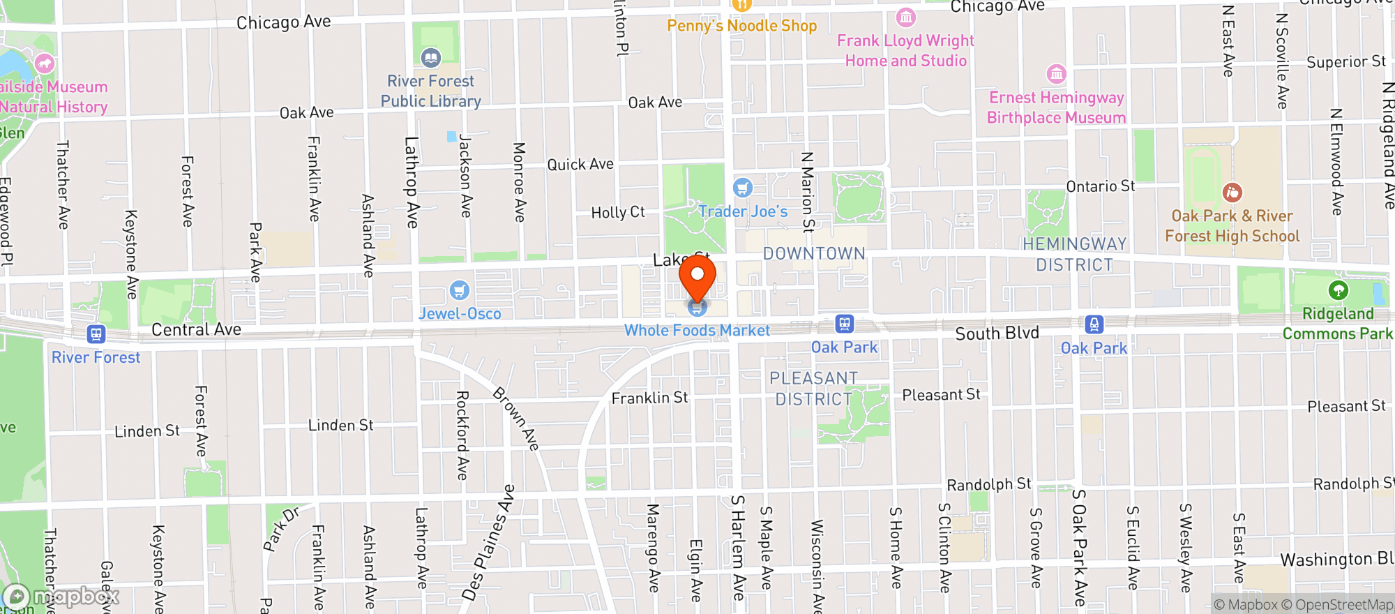 Map showing Whole Foods Market - River Forest