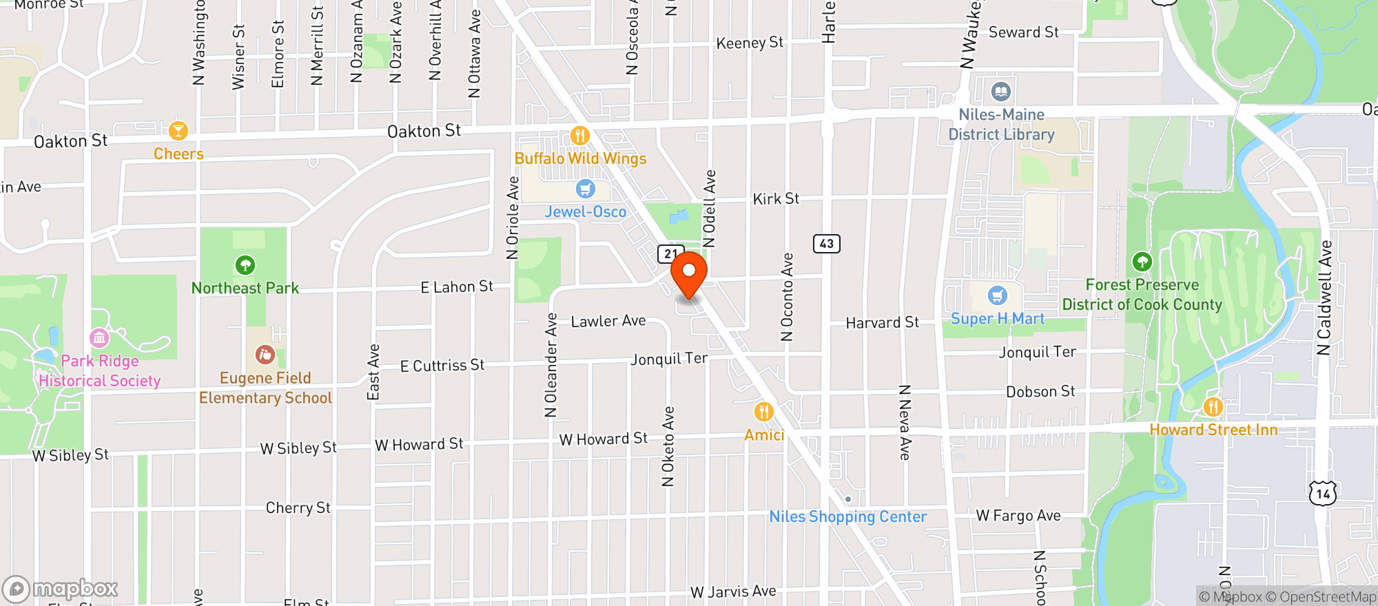 Map showing Cardinal Warehouse