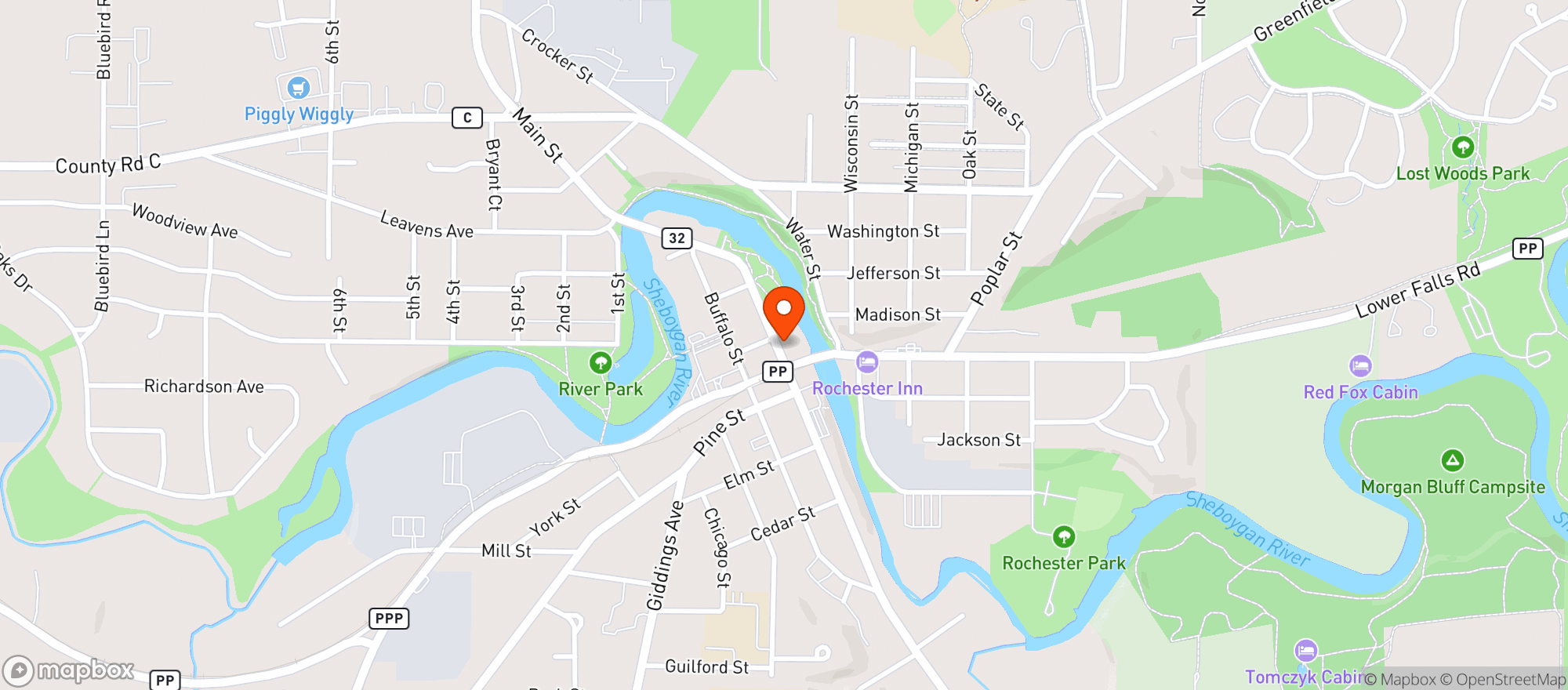 Map showing Fat Cow