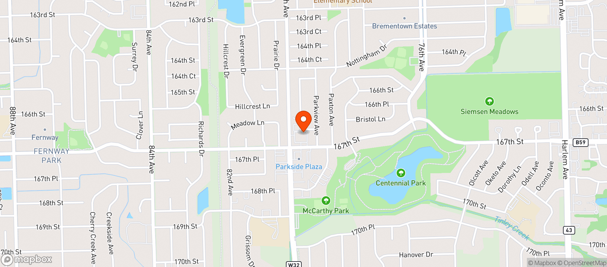 Map showing Little Joe S/Tinley Park