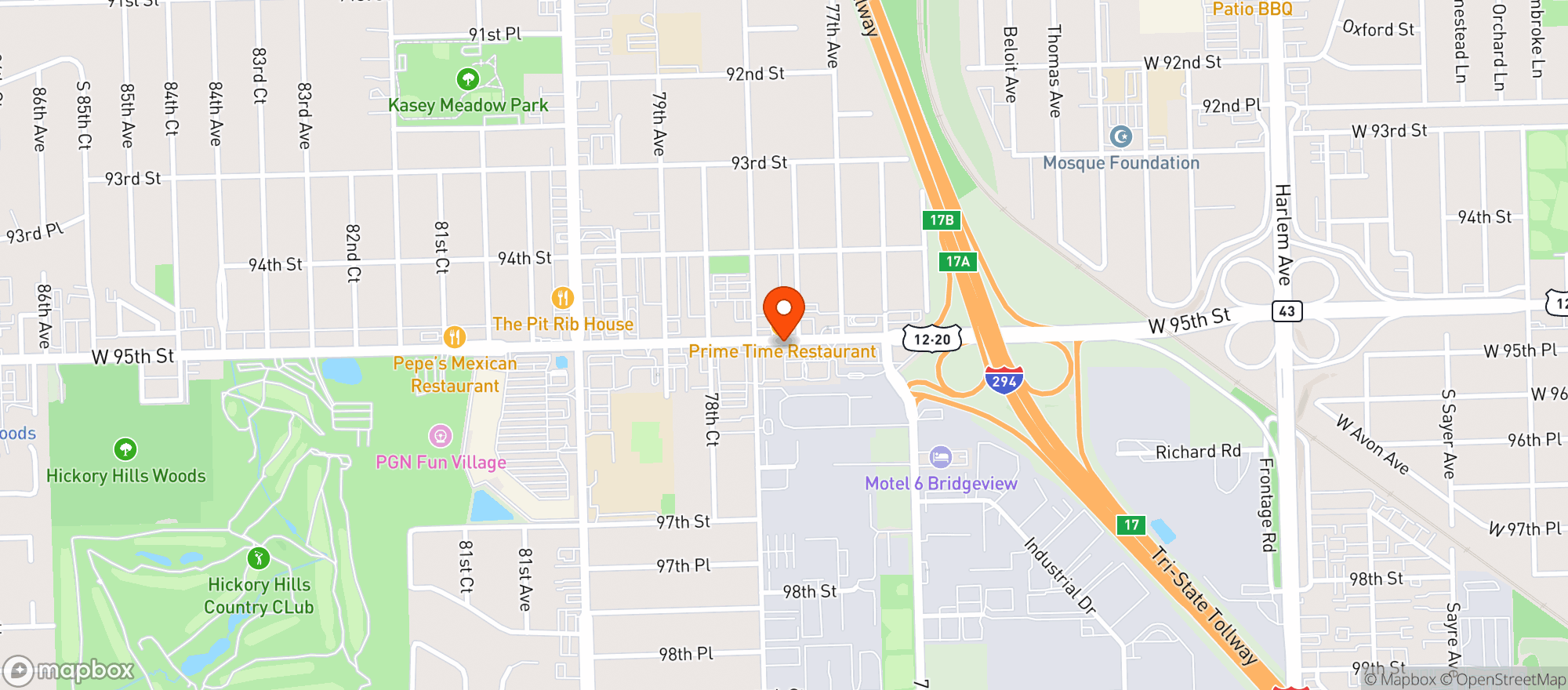 Map showing Ricky Rockets