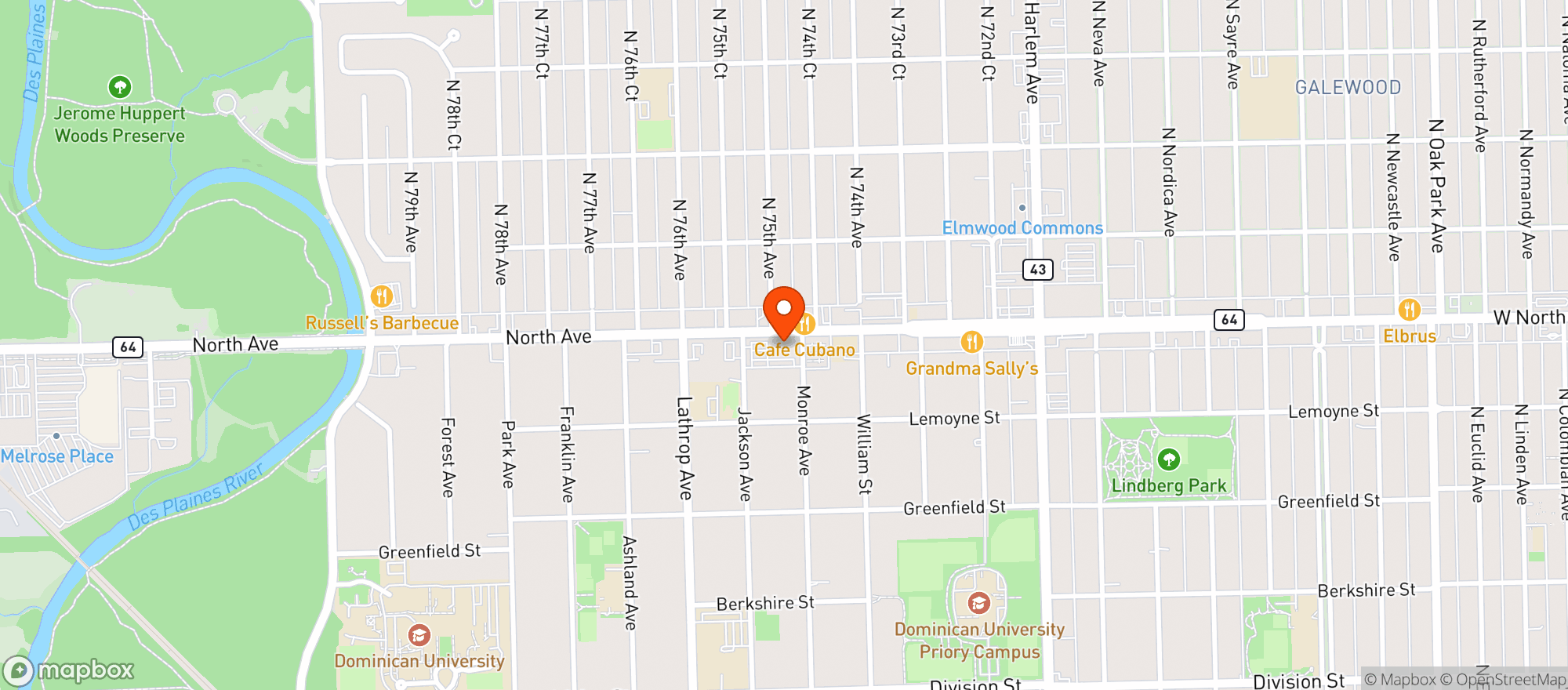 Map showing Fresh Thyme 108 River Forest