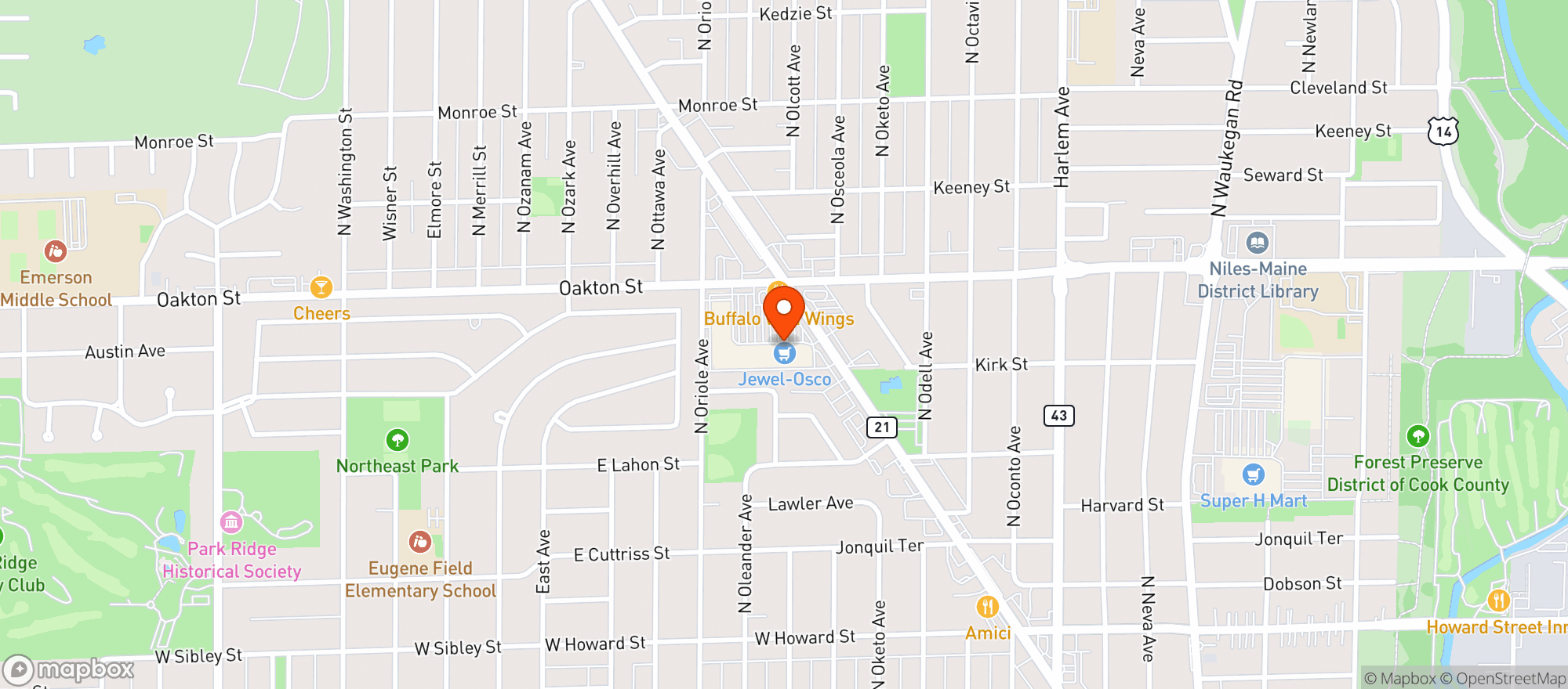 Map showing Jewel Osco