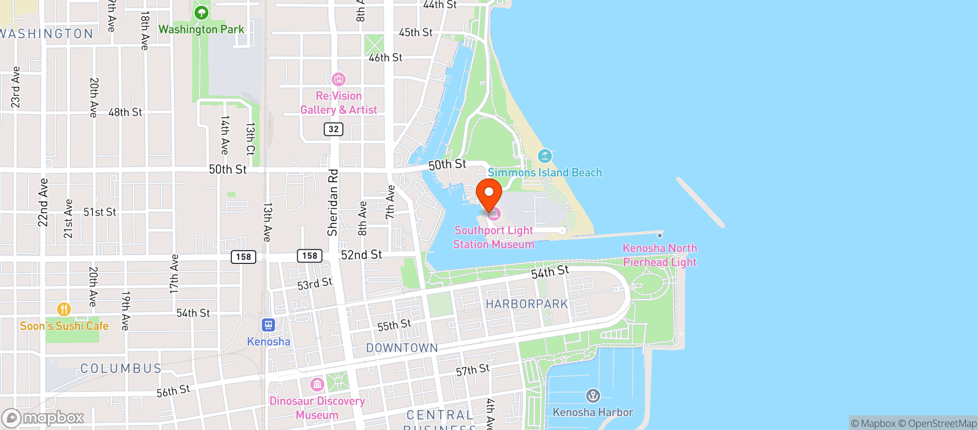 Map showing Kenosha Yacht Club