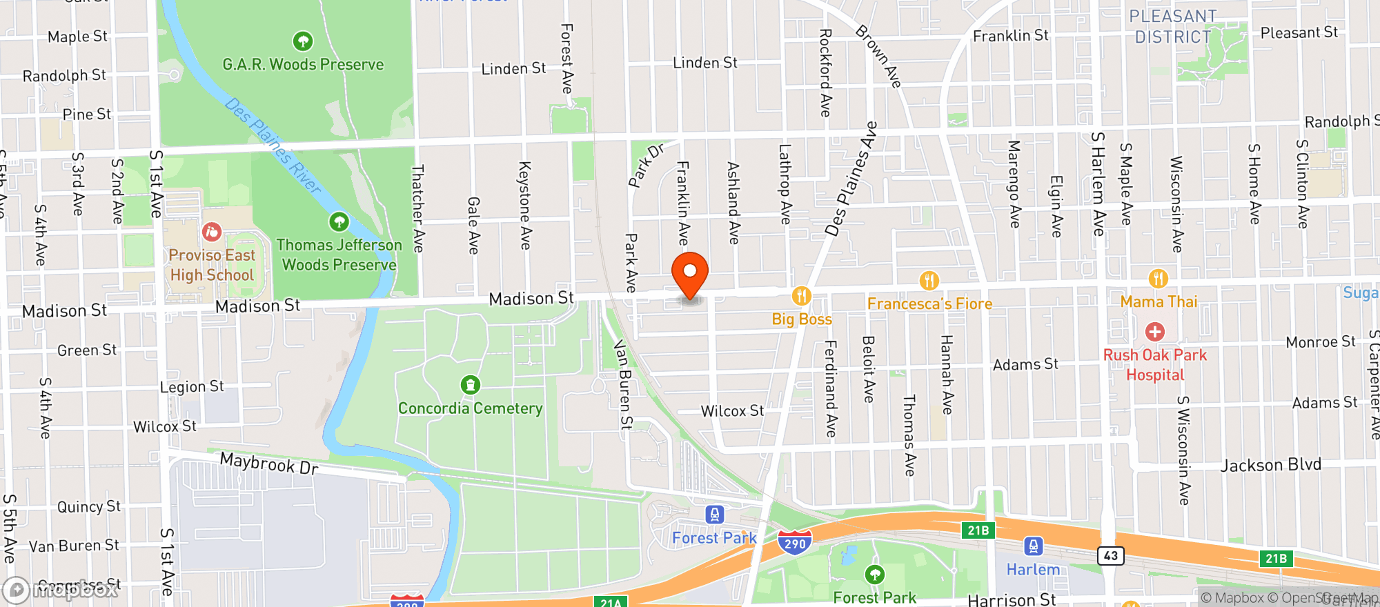 Map showing Famous Liquors