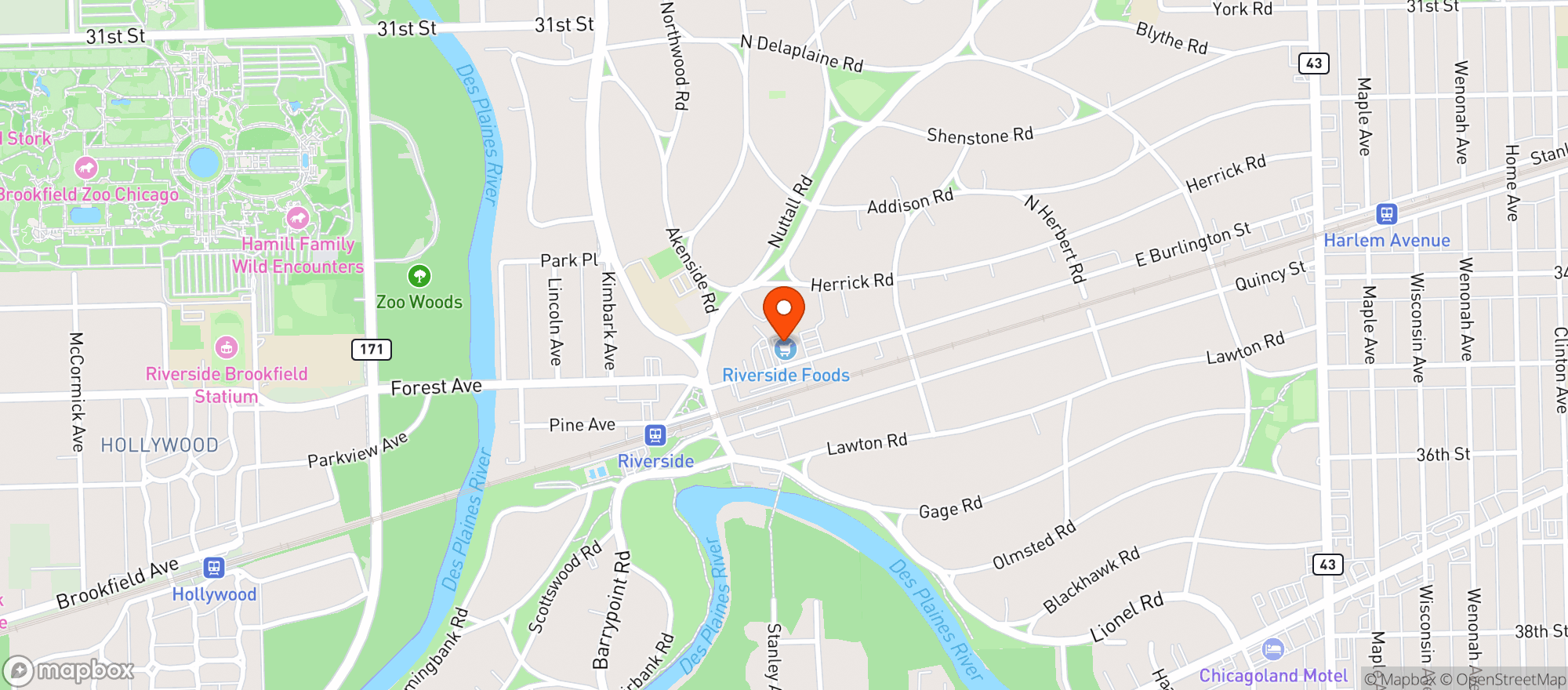 Map showing Riverside Foods