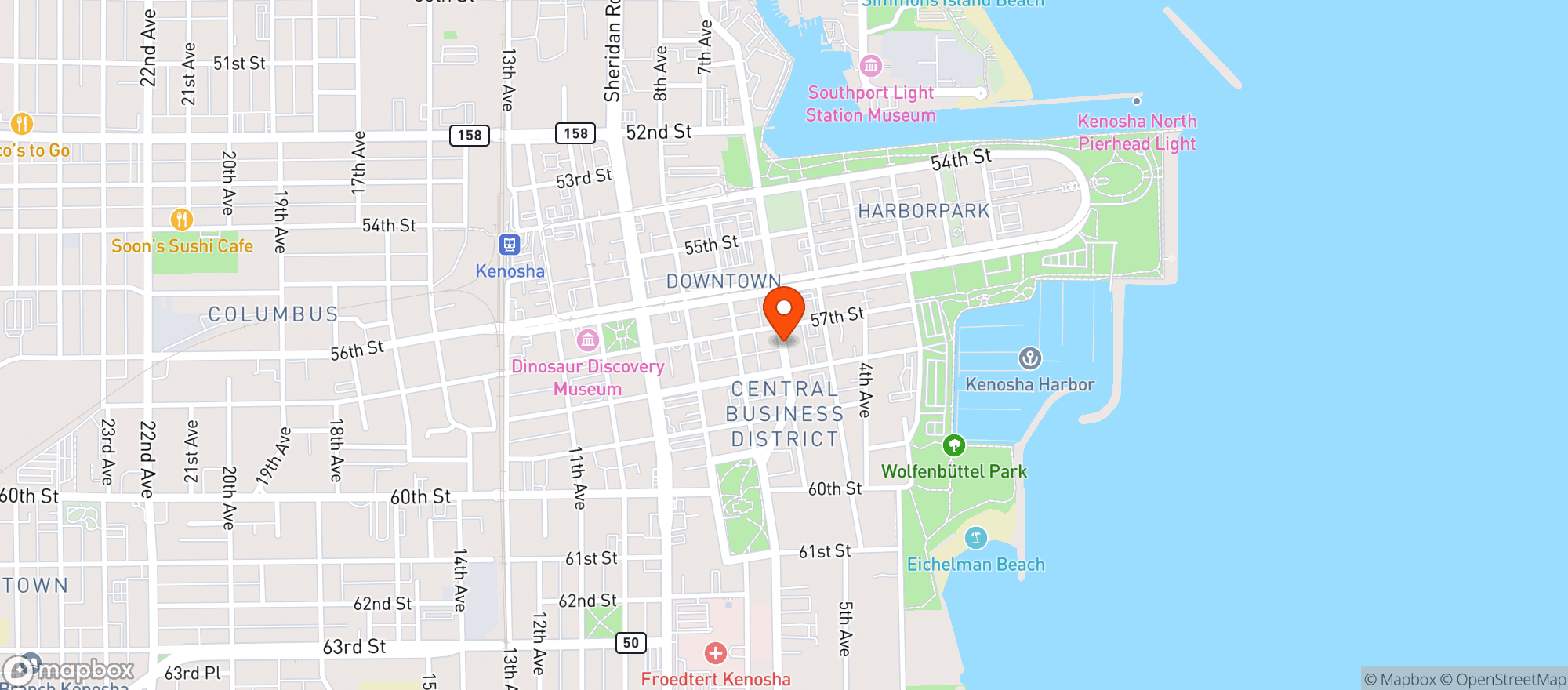 Map showing Tavern On 6th