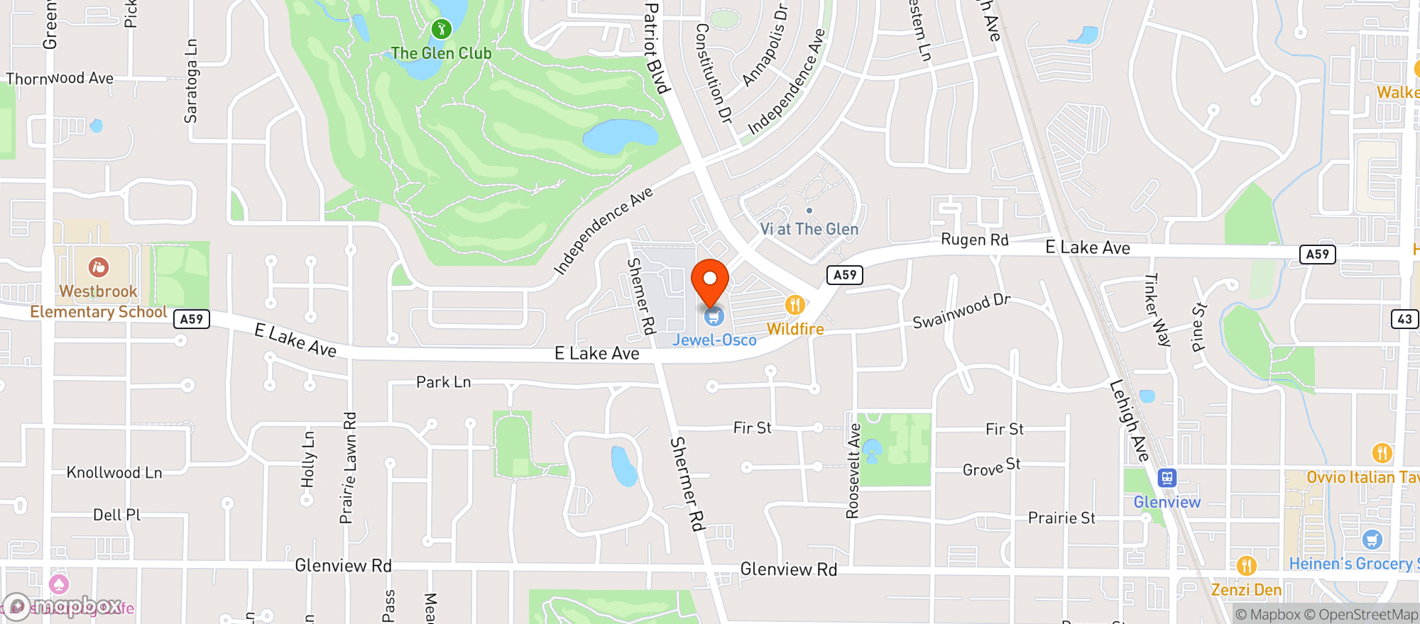 Map showing Jewel Osco #0001