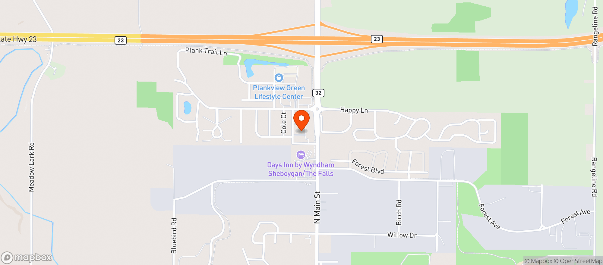 Map showing Kwik Trip #112-Sheb Falls