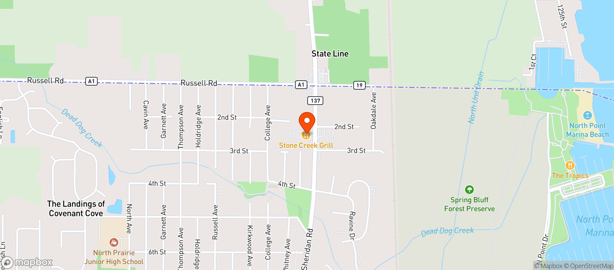 Map showing Stone Creek Grill