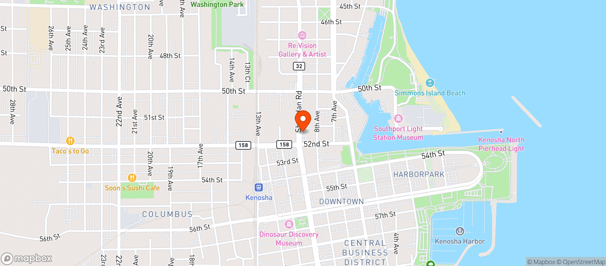 Map showing Kenosha Food Mart 1