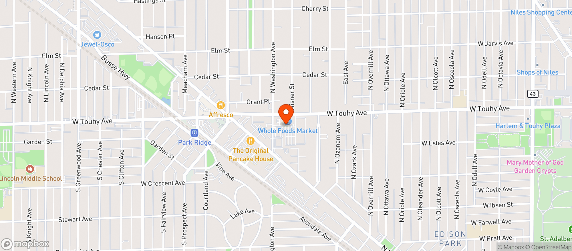 Map showing Whole Foods Market - Park Ridge