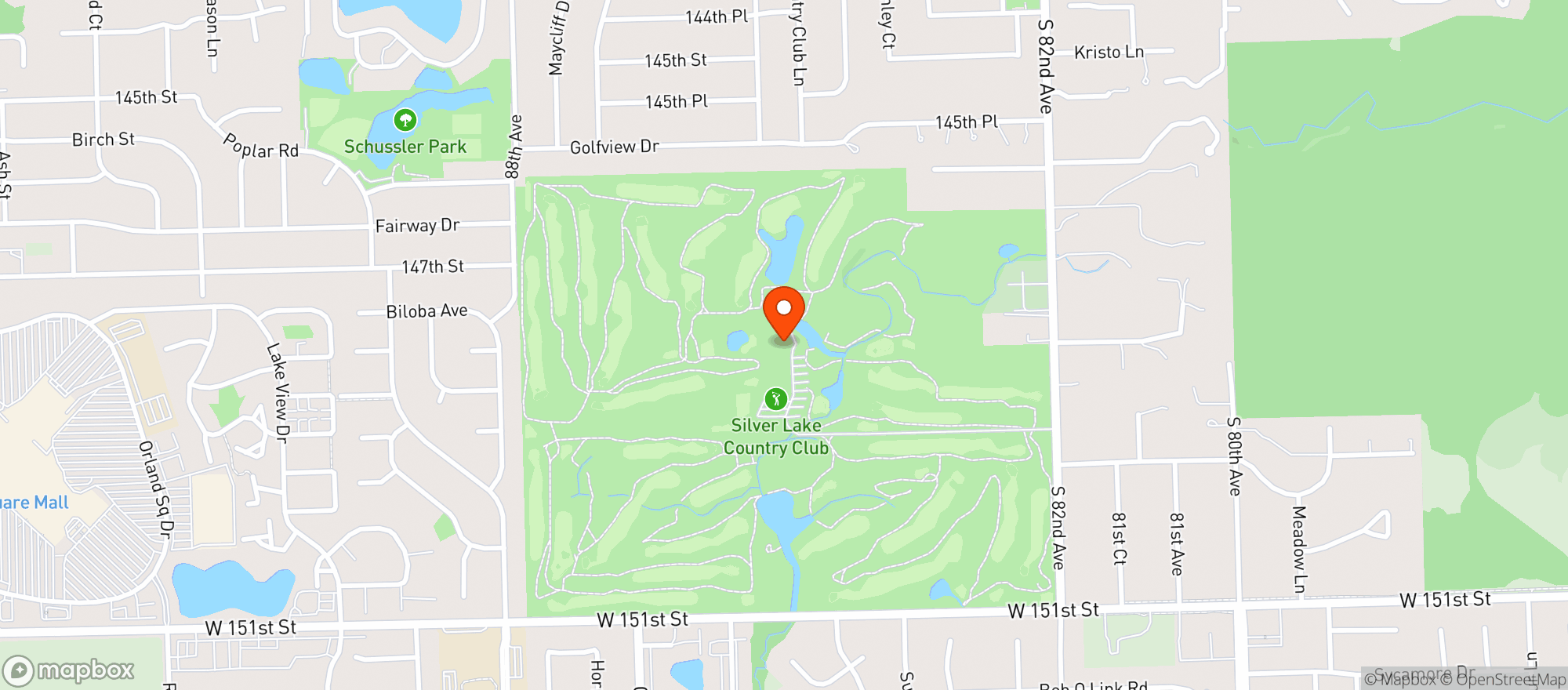 Map showing Silver Lake Country Club