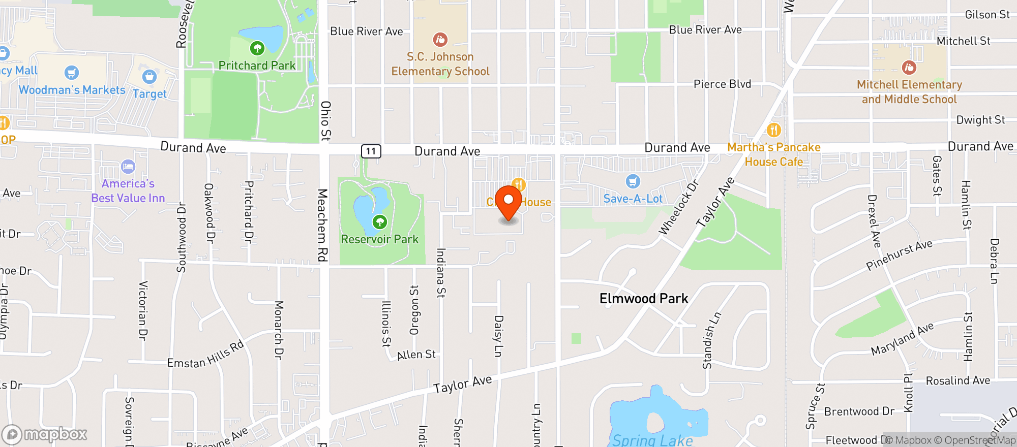 Map showing Piggly Wiggly(Durand Ave)