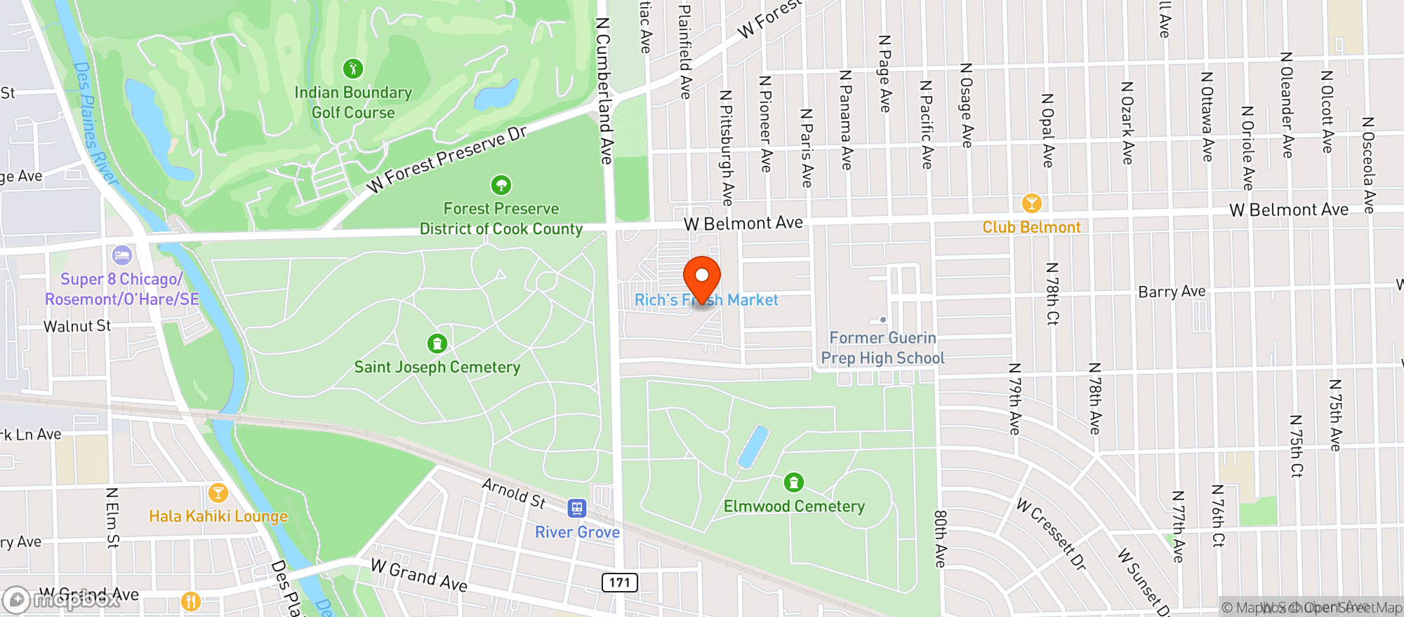 Map showing Binnys Beverage Depot