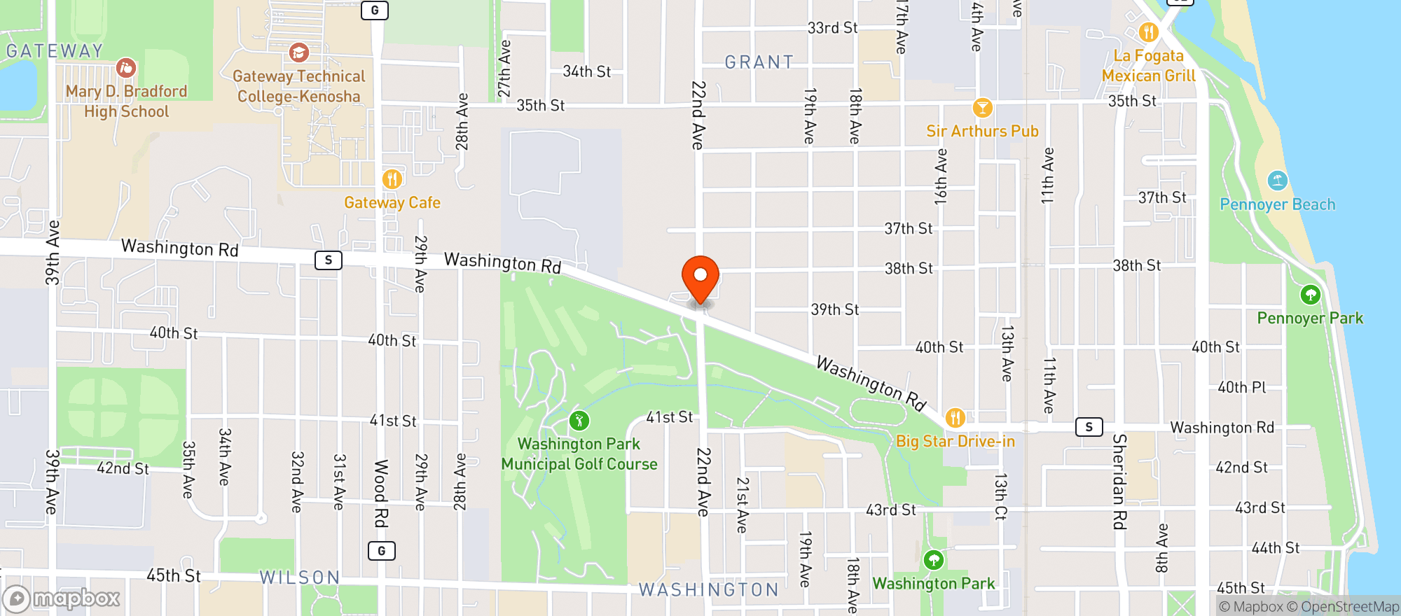Map showing Ajs Restaurant & Deli