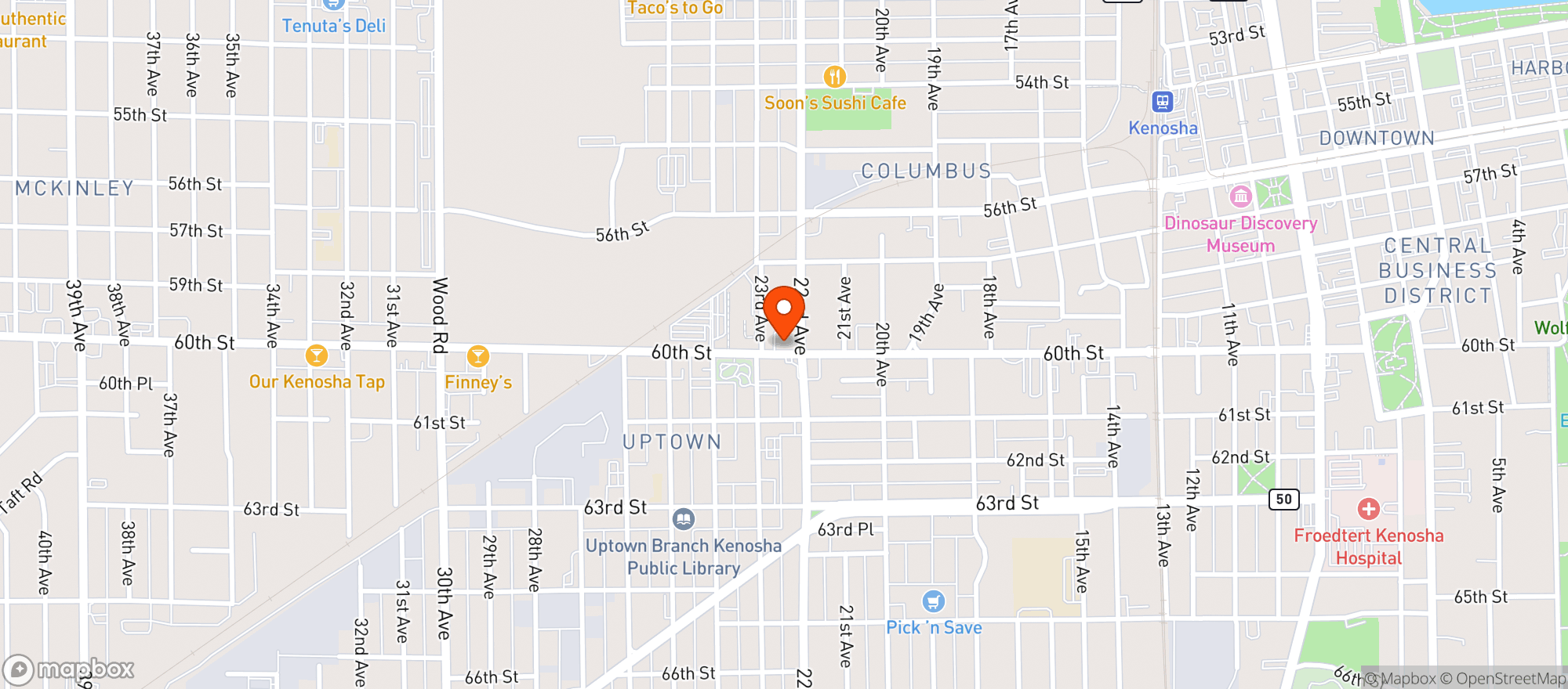 Map showing Bourbon Underground The