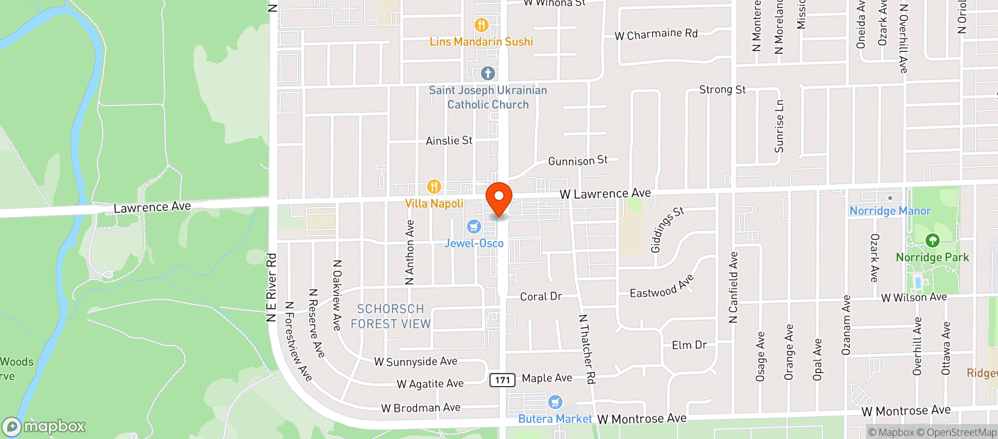 Map showing Jewel Osco