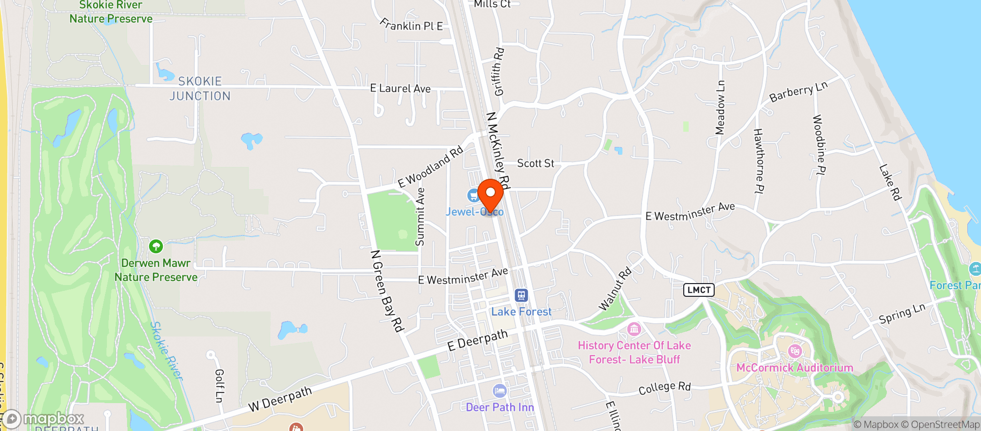 Map showing The Fresh Market on N Western Ave