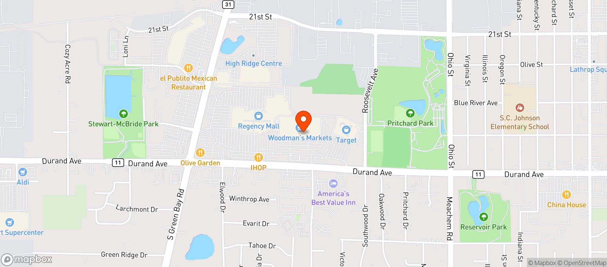 Map showing Woodman's Food Market