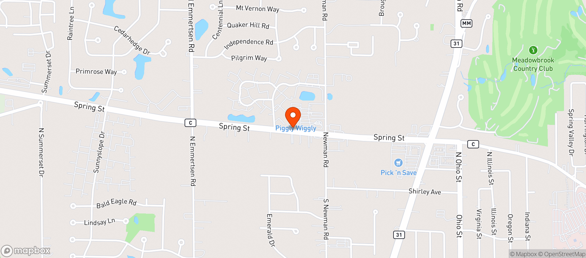 Map showing Piggly Wiggly Midwest