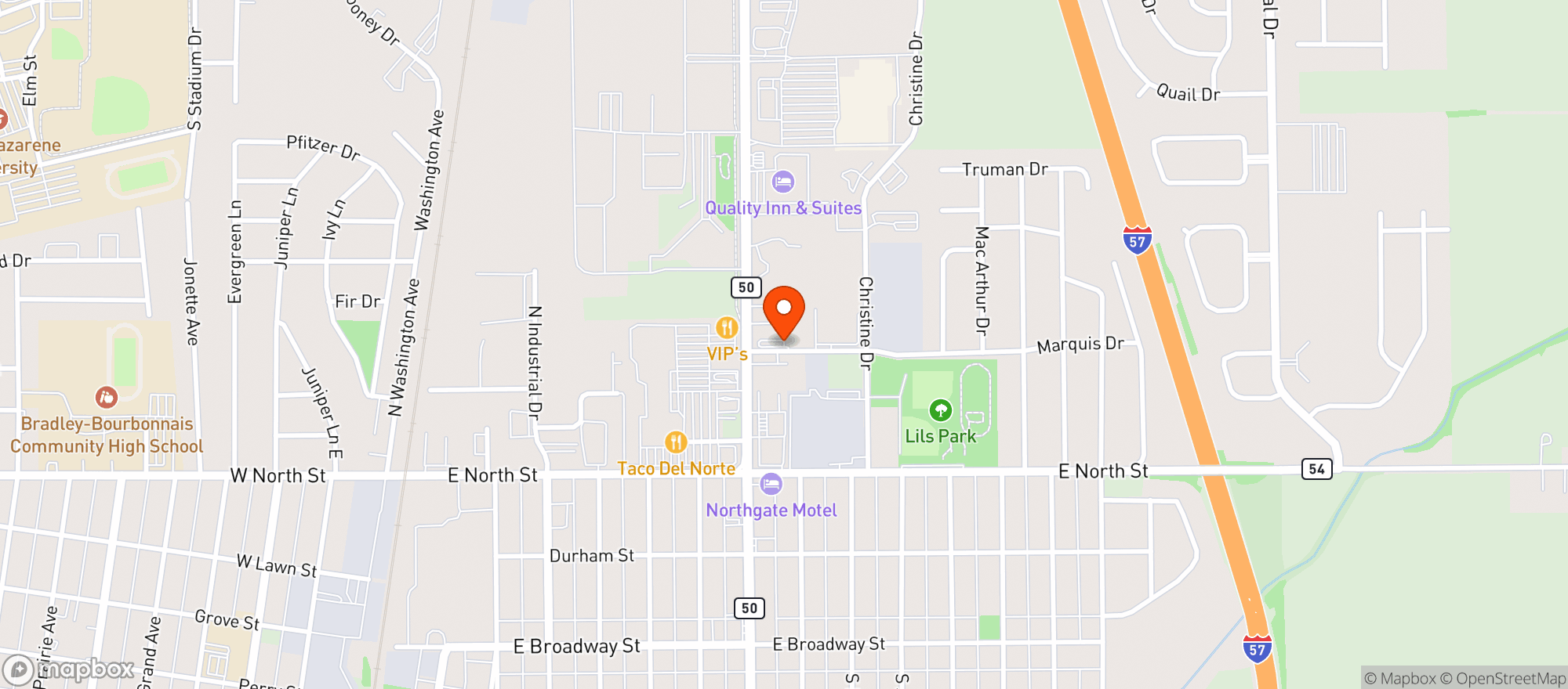 Map showing Kankakee Natural Foods Infra