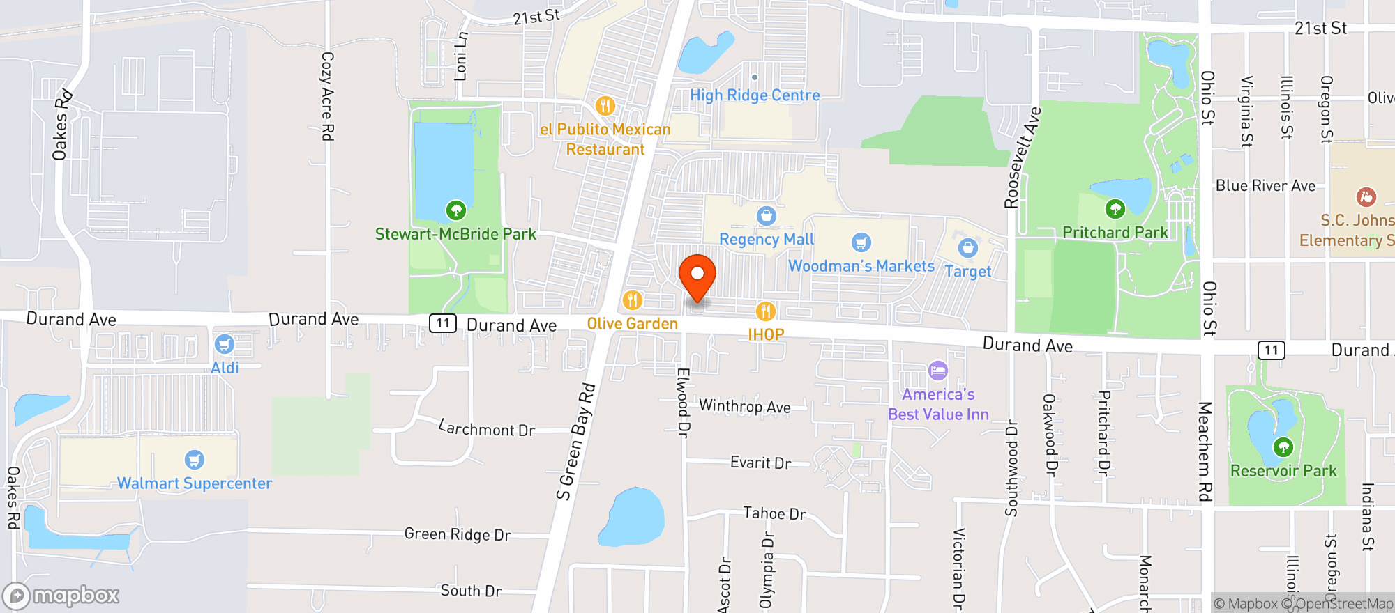 Map showing Buffalo Wild Wings Gril #465