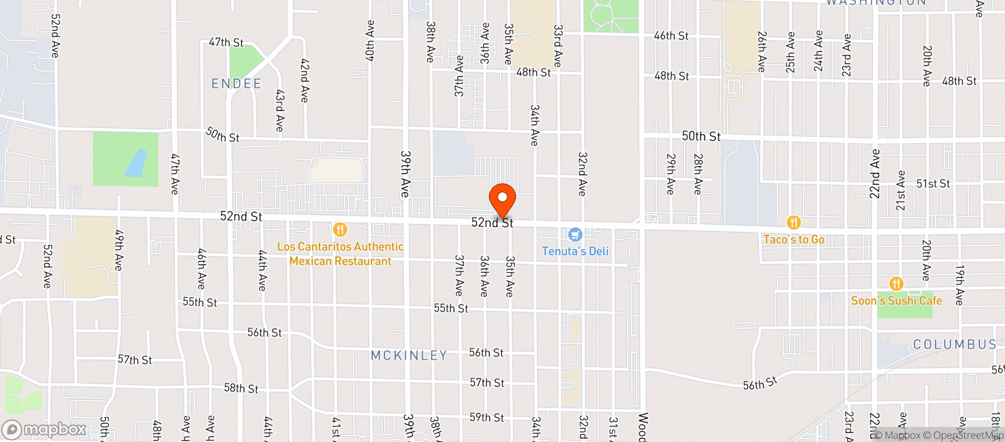 Map showing Tacos El Norte