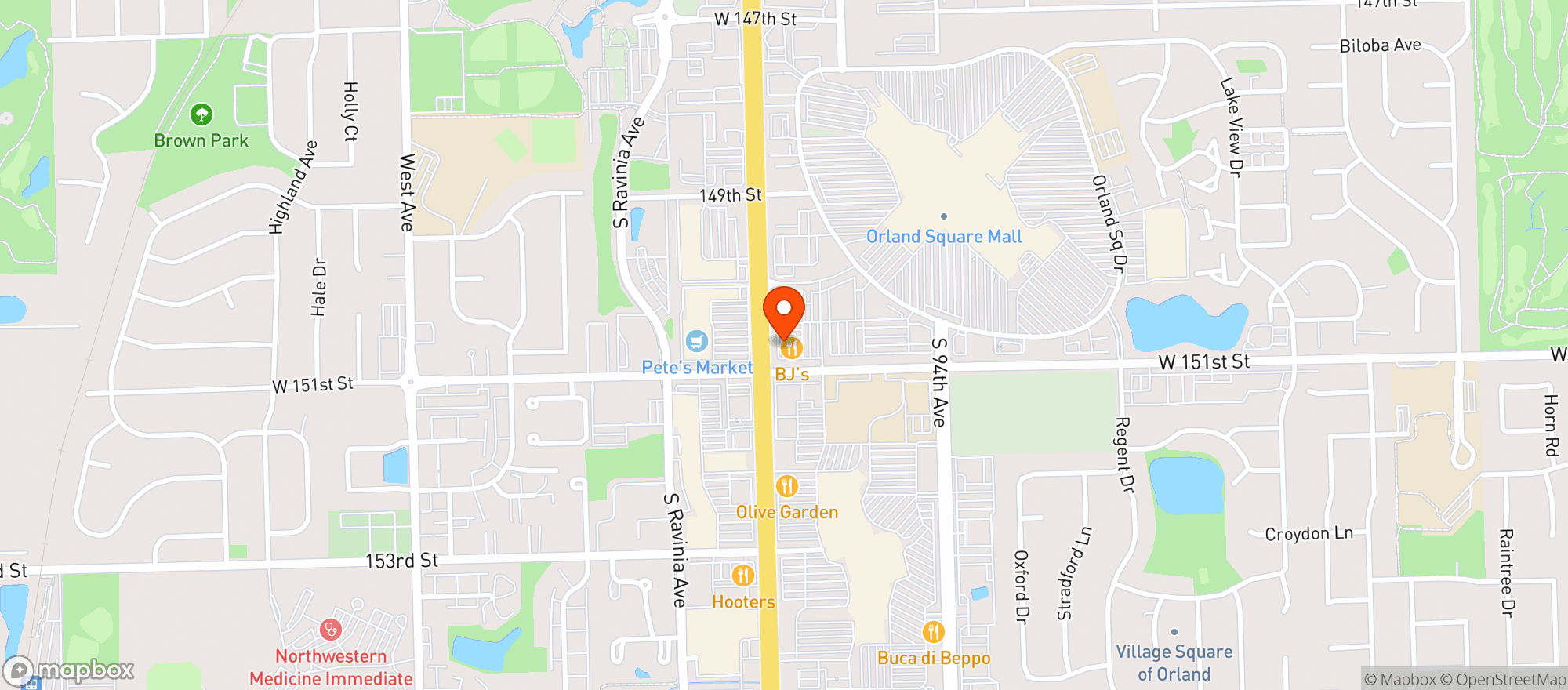 Map showing Bjs Restaurant & Brewhouse
