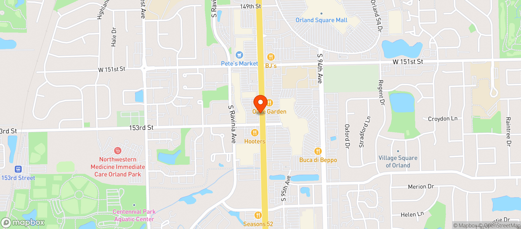 Map showing Whole Foods Market - Orland Park