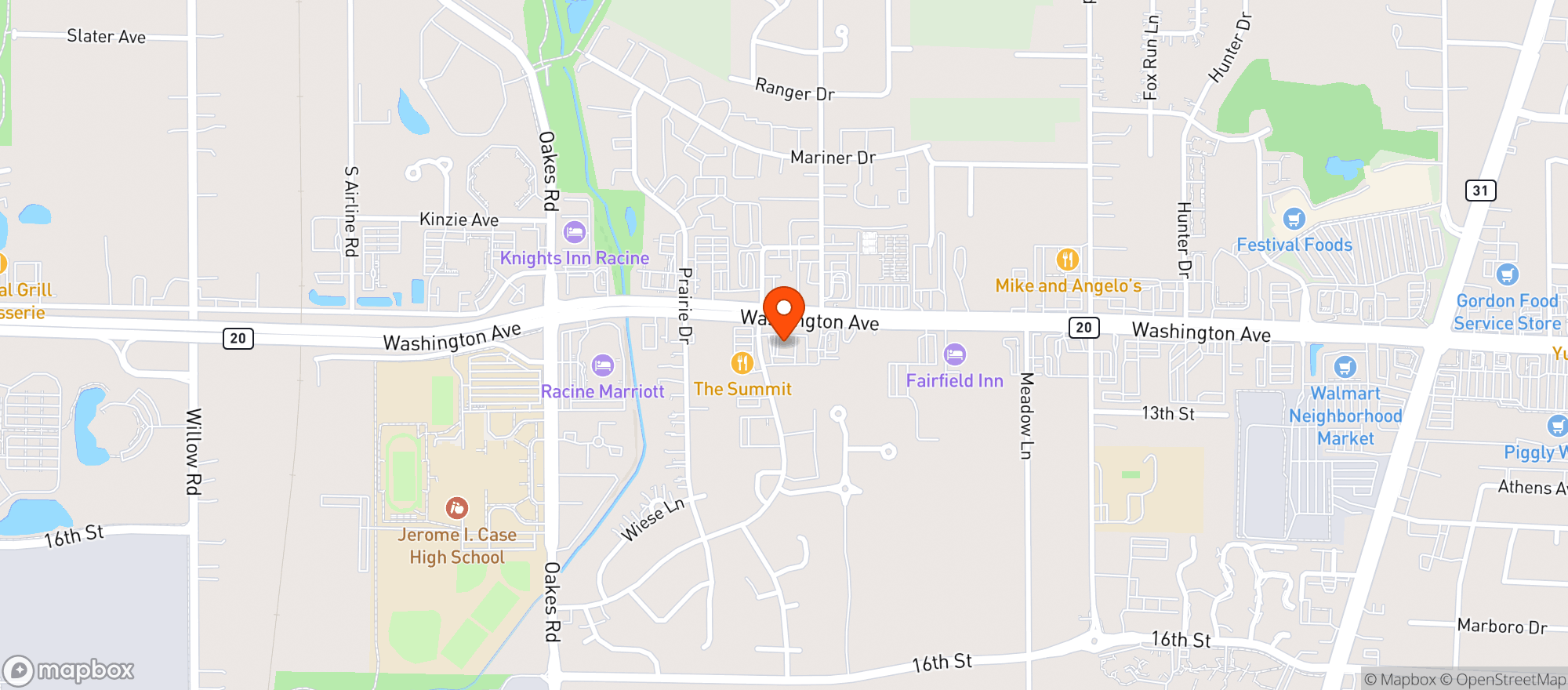 Map showing Kwik Trip #580-wash Ave-mt Pleasant