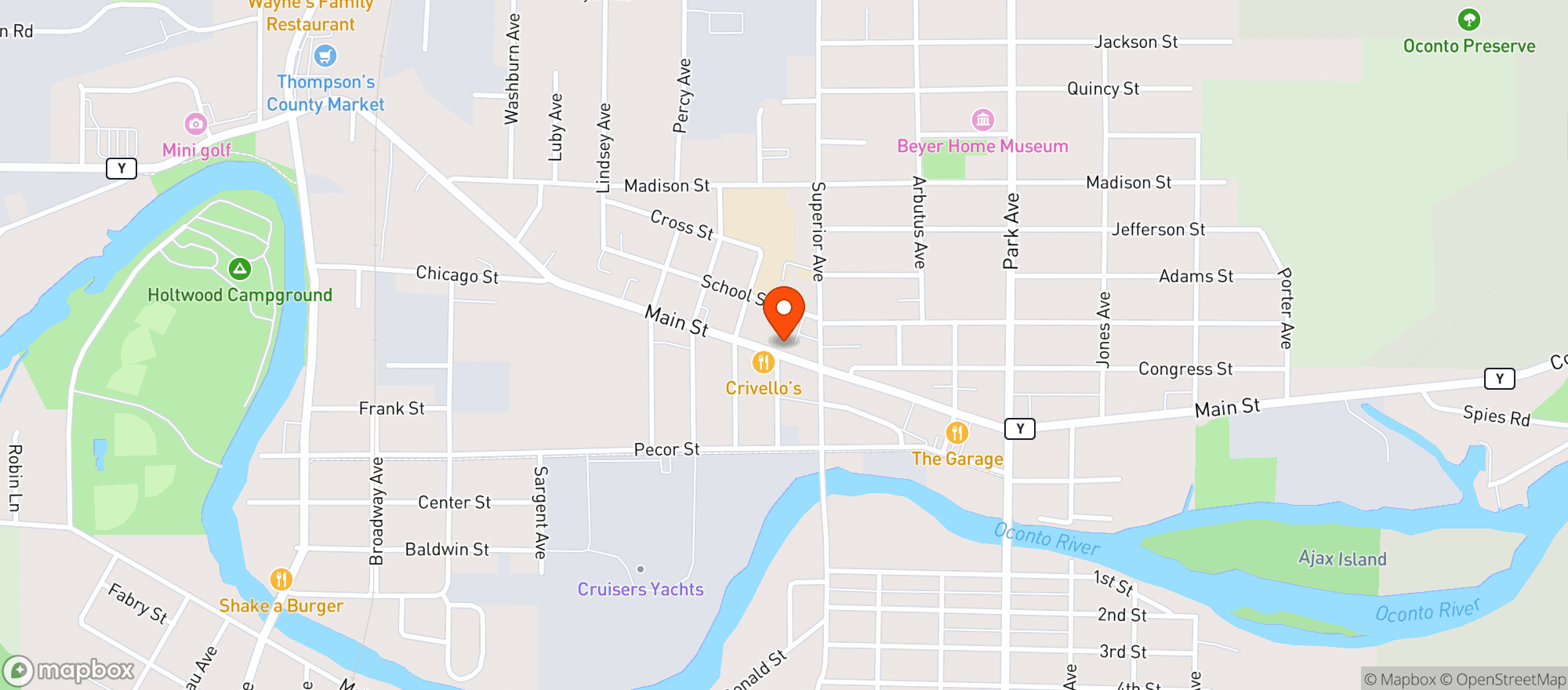 Map showing Krist Food Mart #84