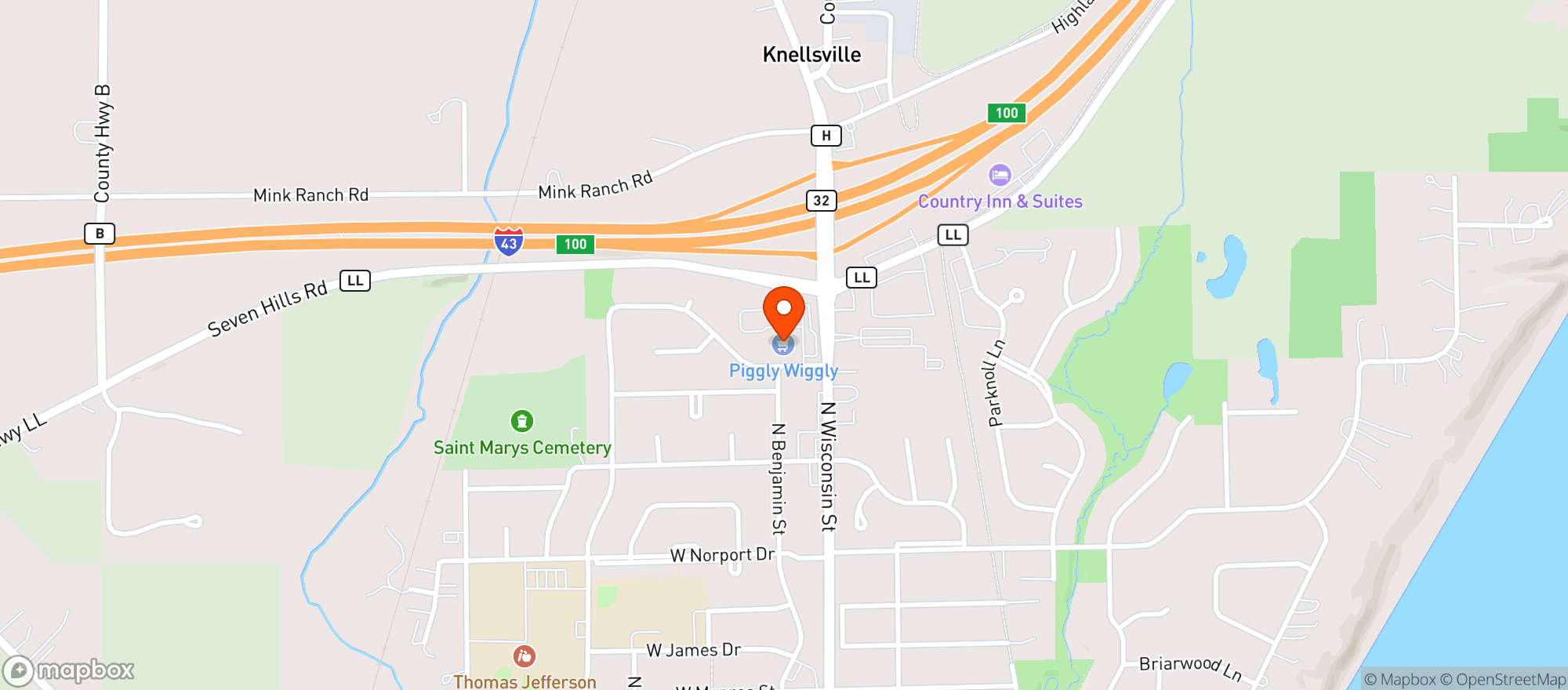 Map showing Piggly Wiggly (L)Port Was