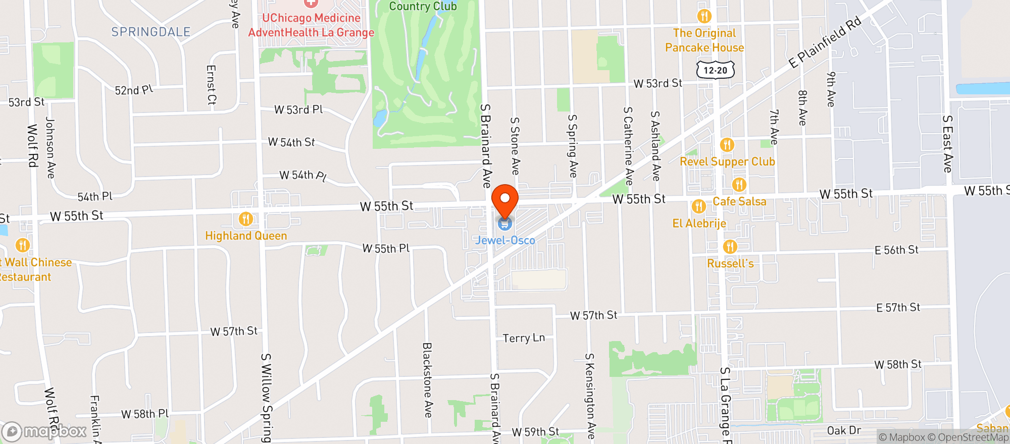 Map showing Jewel Osco #0754- Countryside