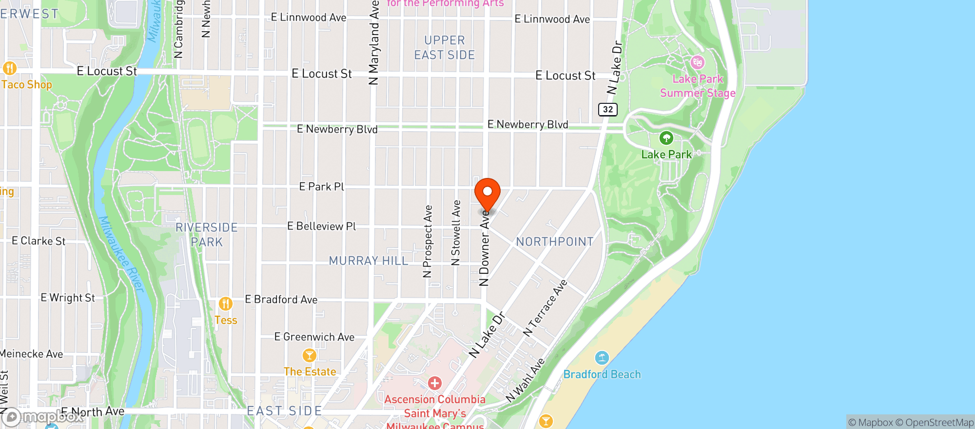 Map showing Downer Avenue Wine & Spirits