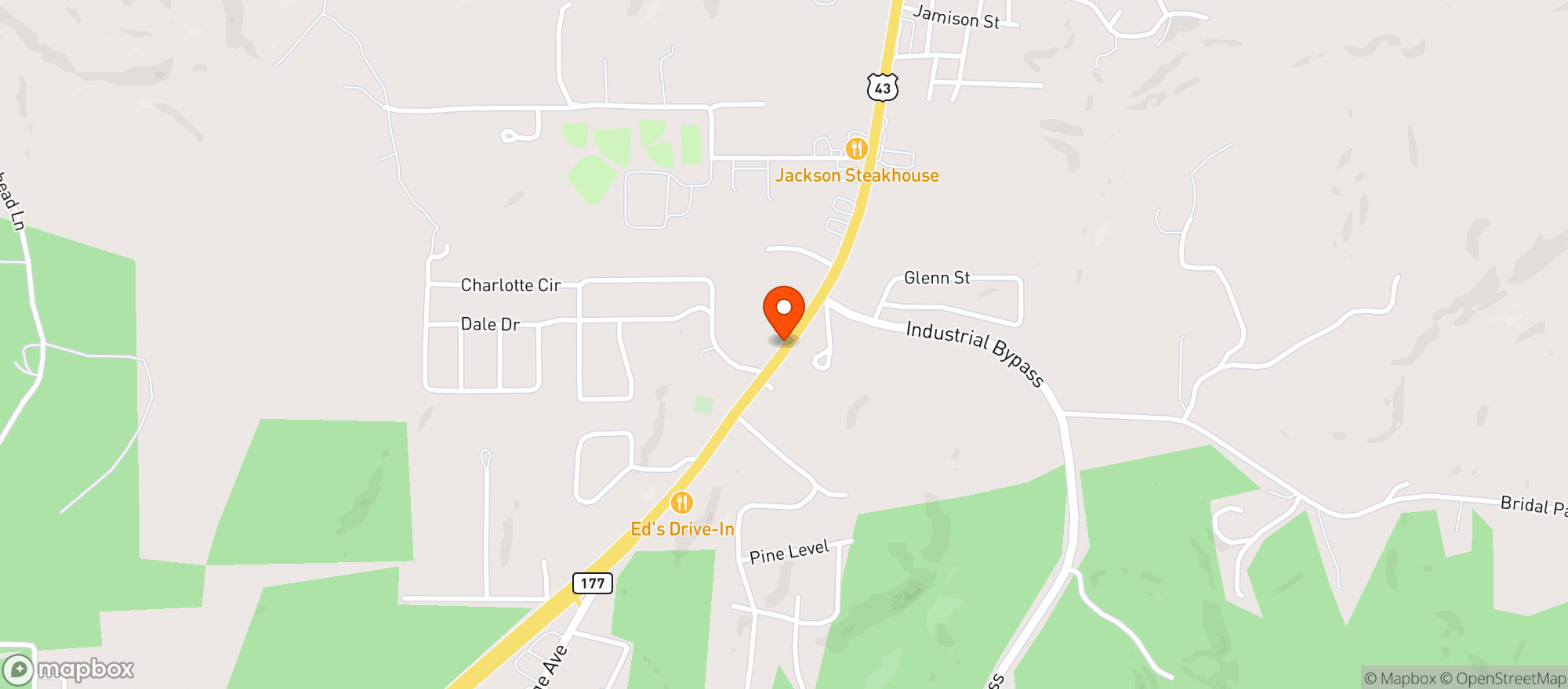 Map showing Jackson Discount Tobacco