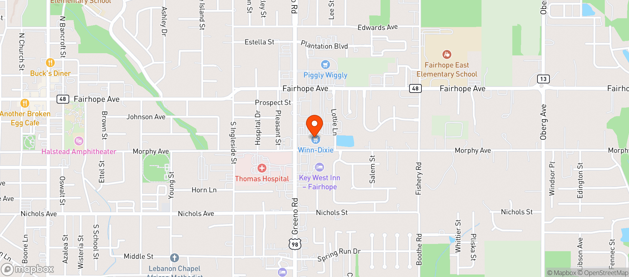 Map showing Winn Dixie #599