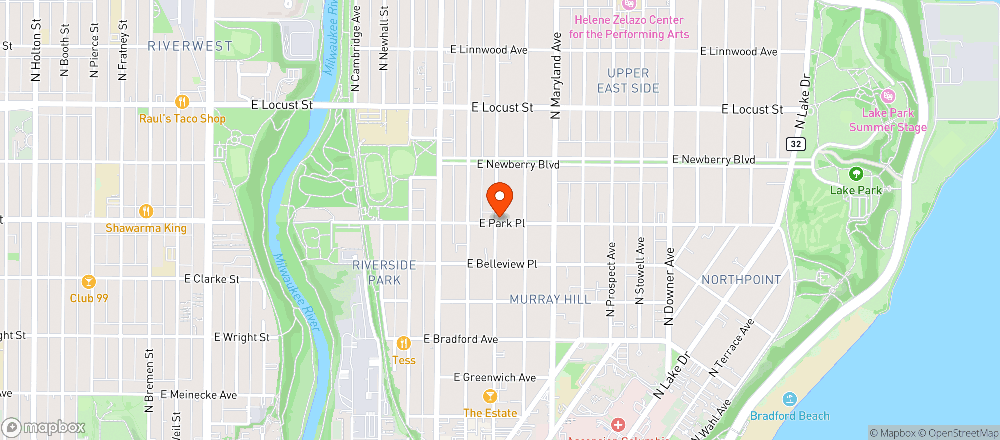 Map showing Parkside Liquor & Grocery