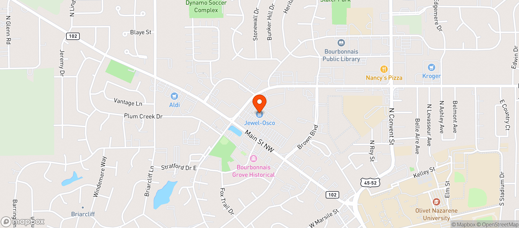 Map showing Osco Drugs #2488 Bourbonnais