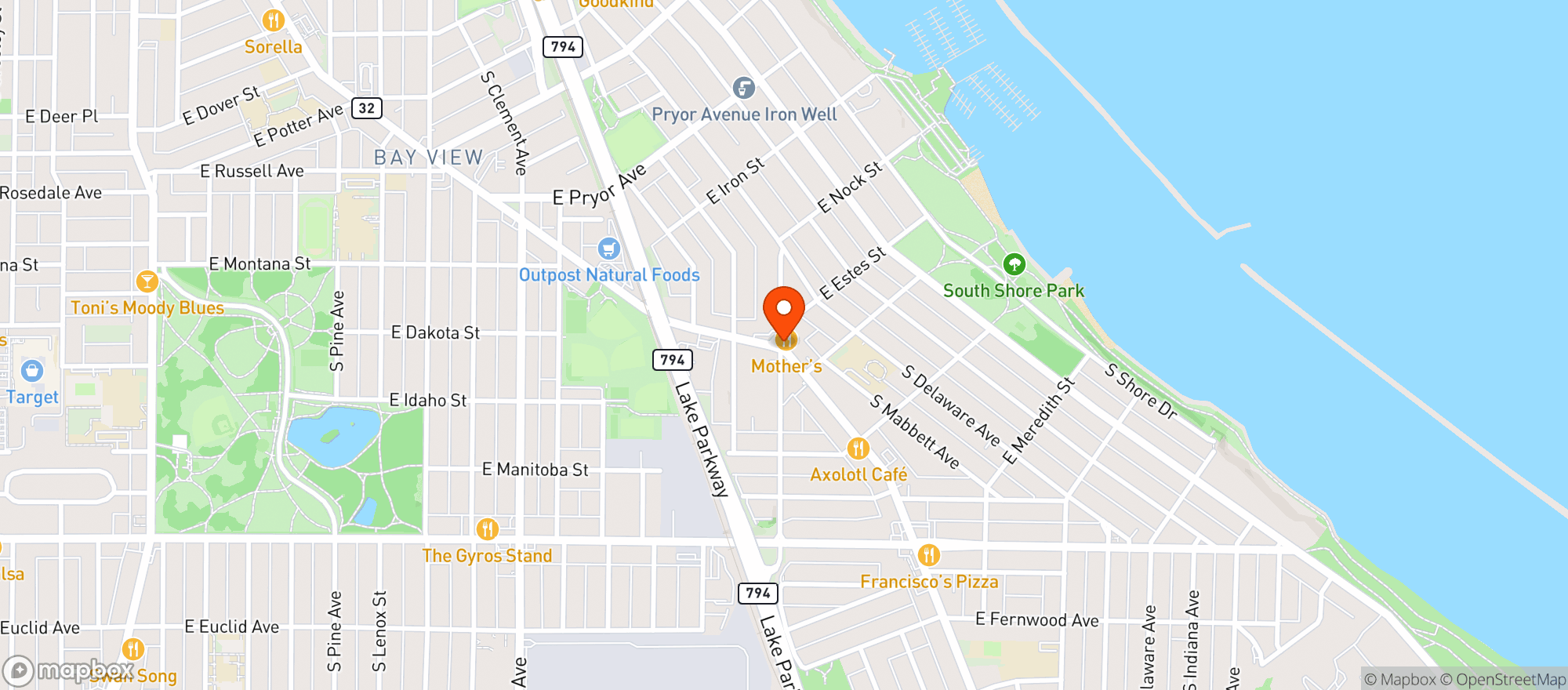 Map showing Mother's