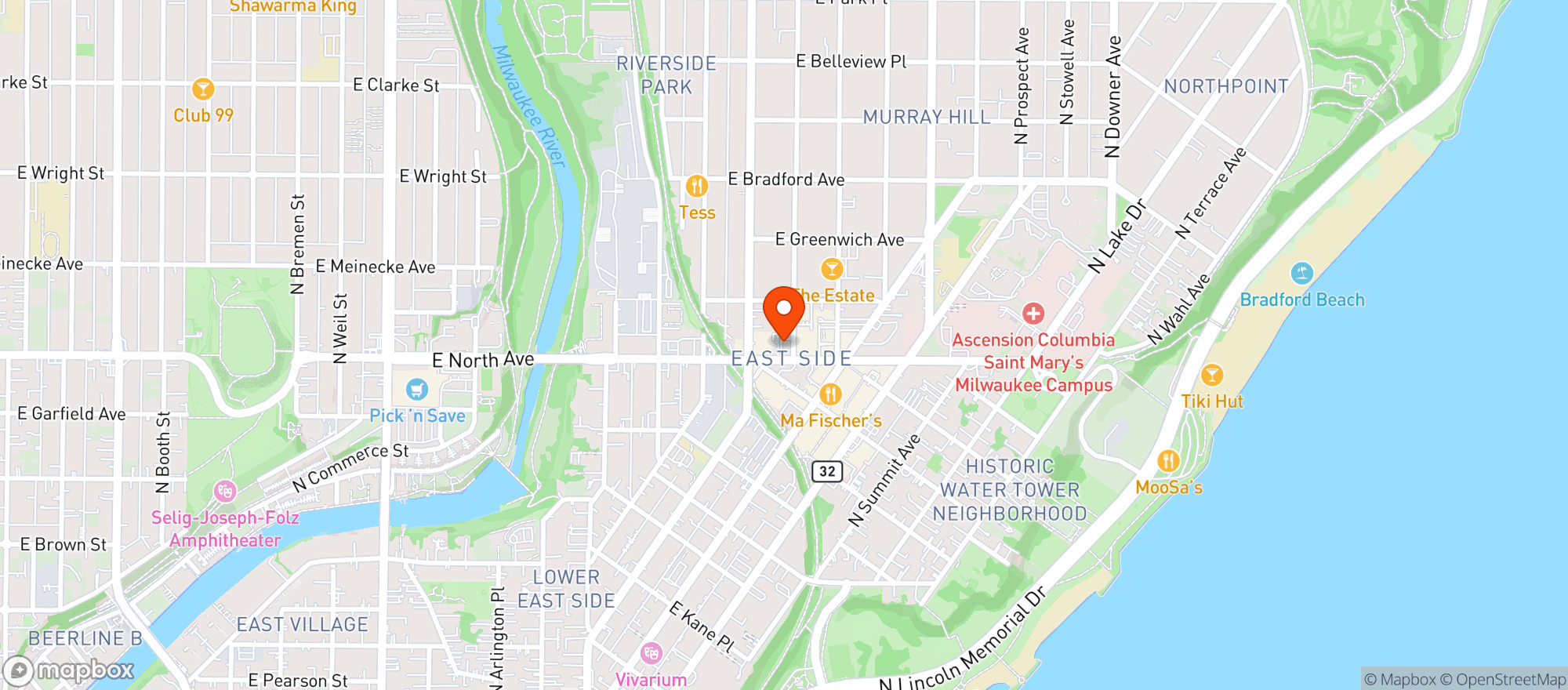 Map showing Vier North