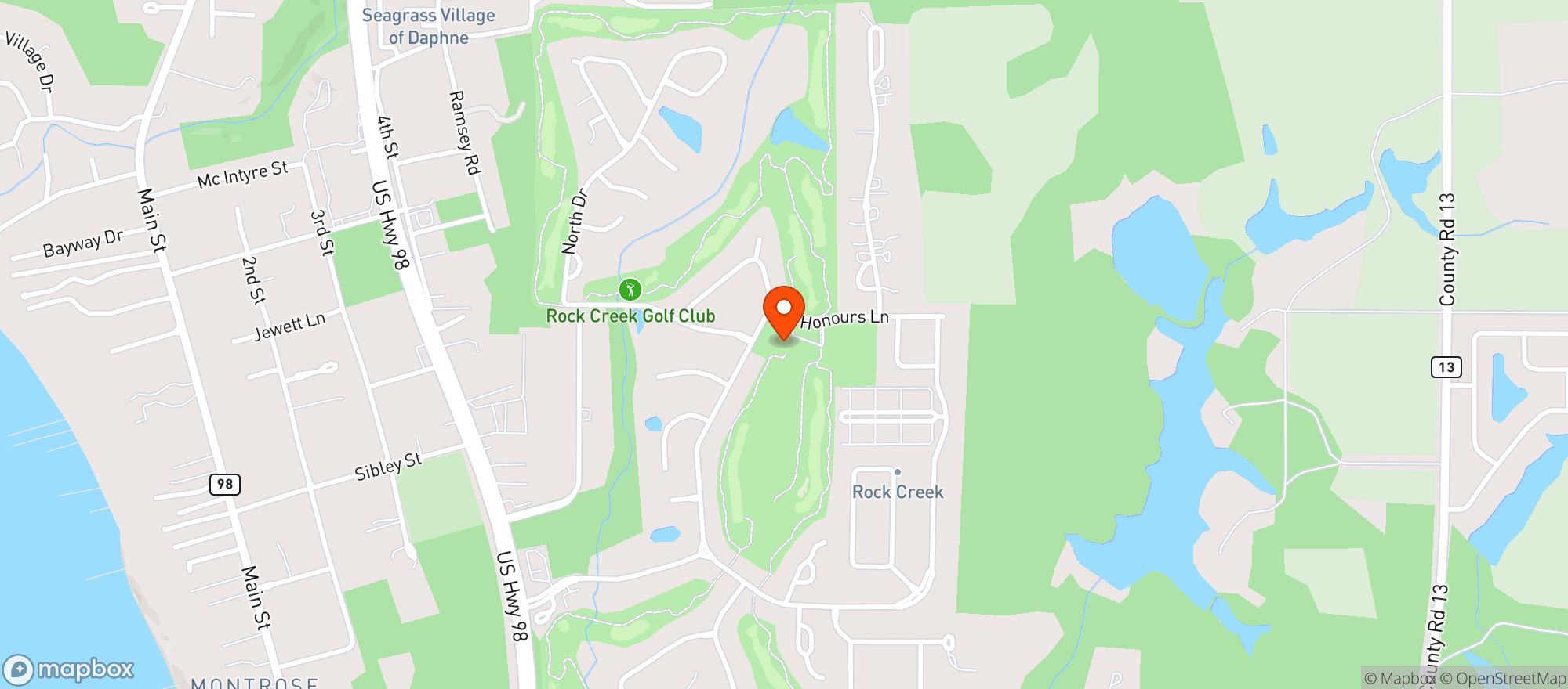Map showing Rock Creek Golf Club