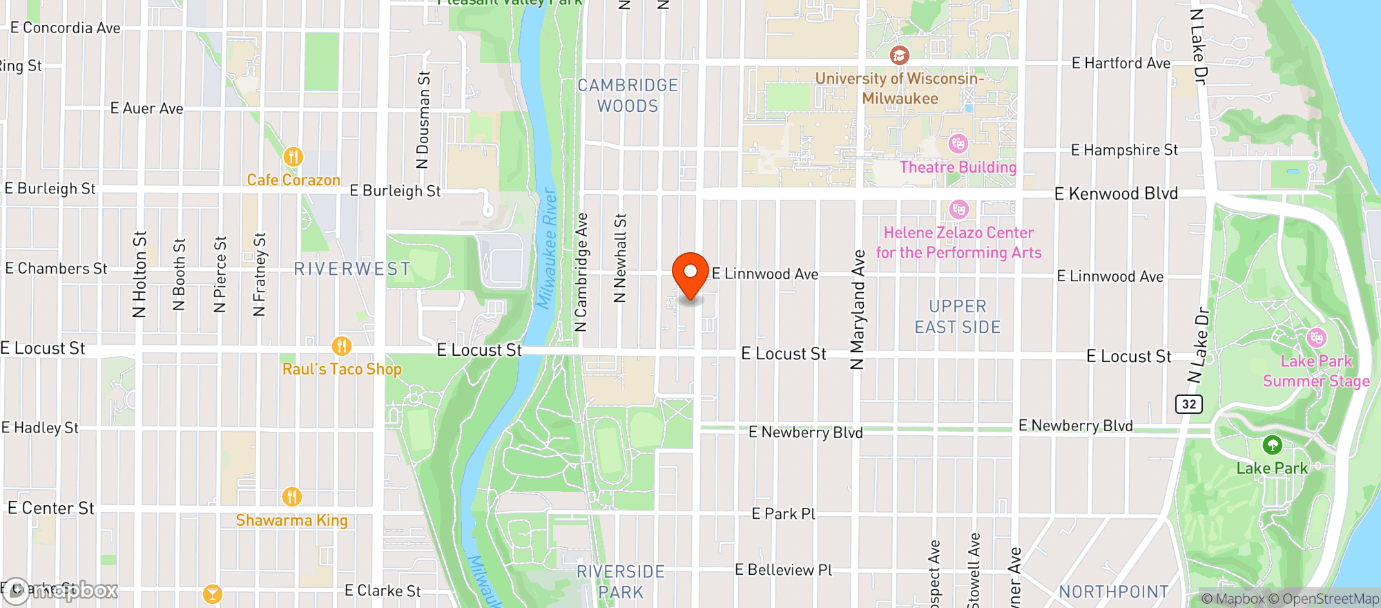 Map showing Knuckleheads - Milwaukee