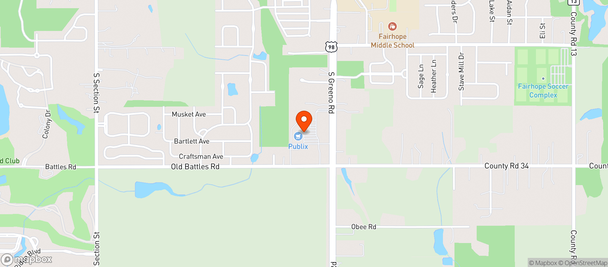 Map showing Publix