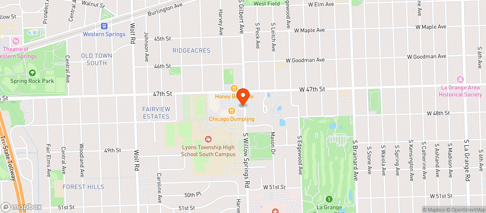 Map showing Roundys Chicago (531) - 00529 - Marianos - Western Springs