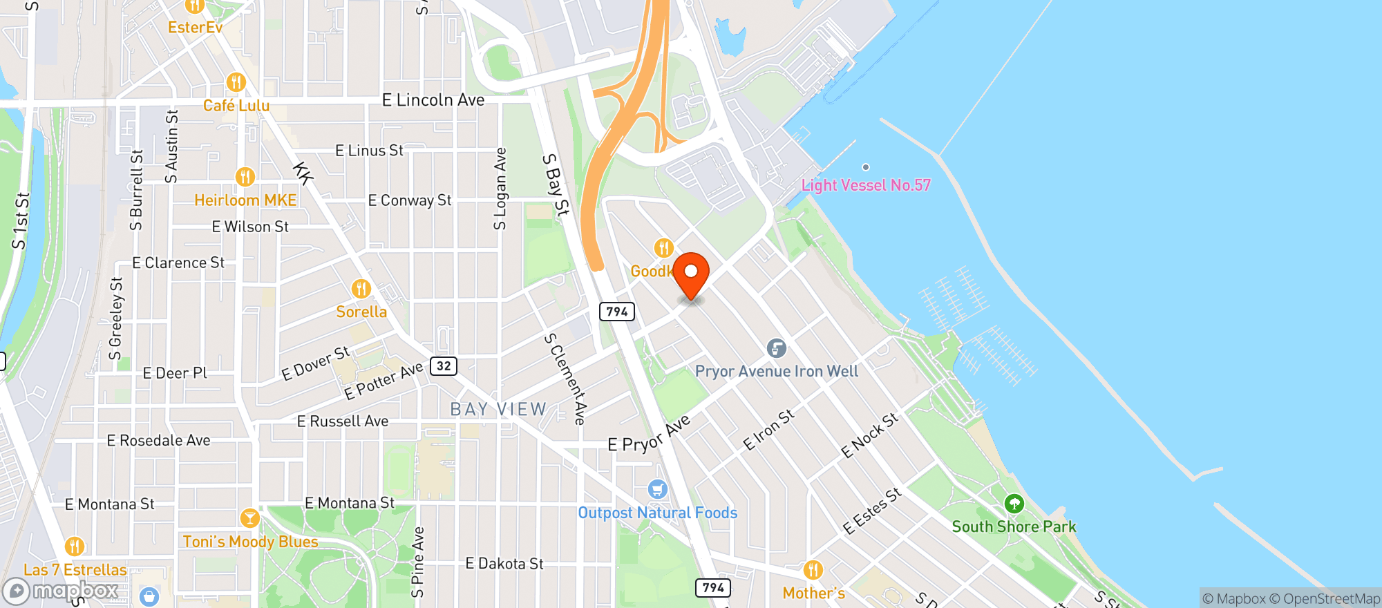 Map showing Groppi's Food Market
