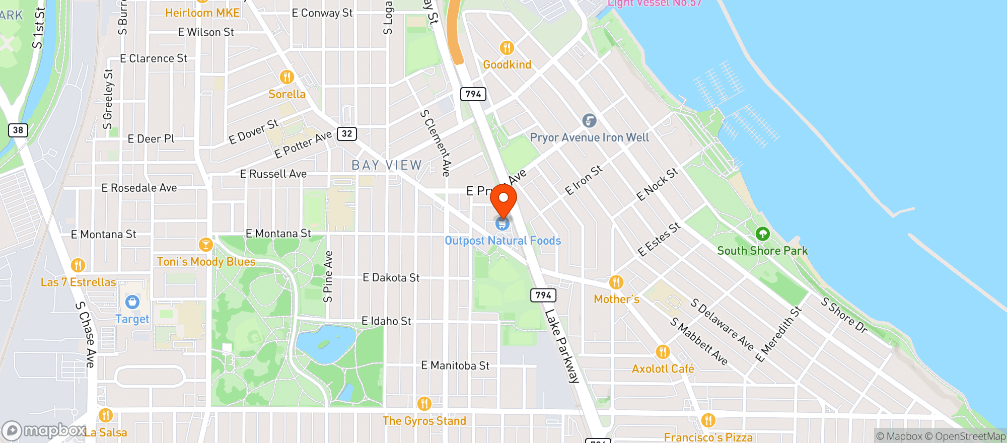 Map showing Outpost - Bayview