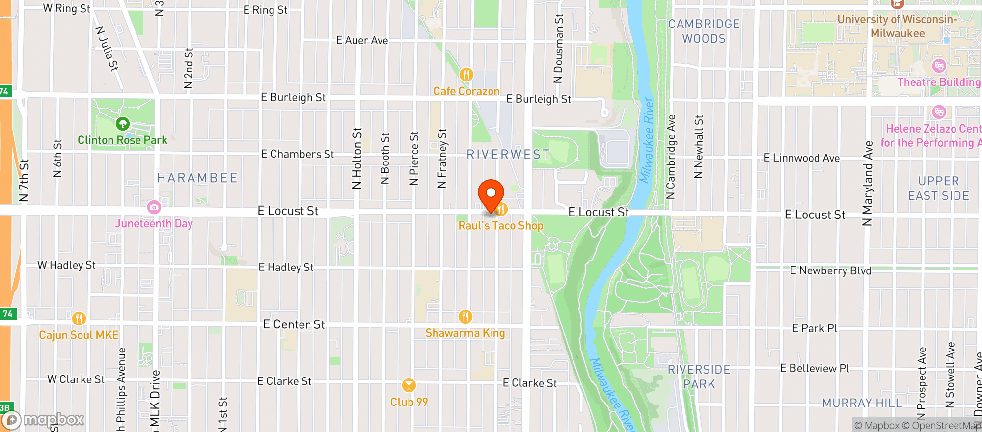 Map showing Sunrise Food