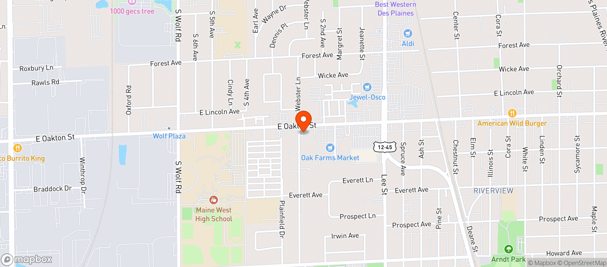 Map showing Lyons Beverage Depot