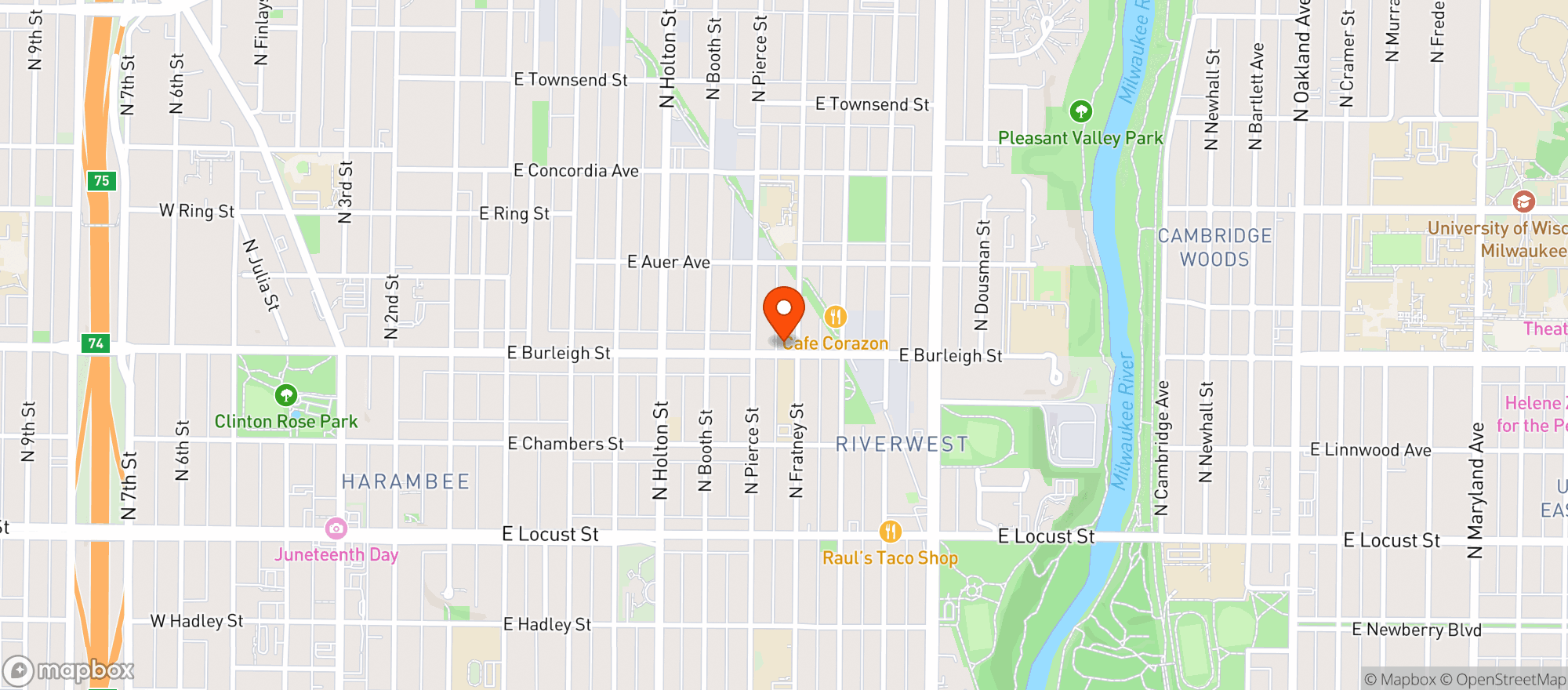 Map showing Art Bar Cafe + Gallery
